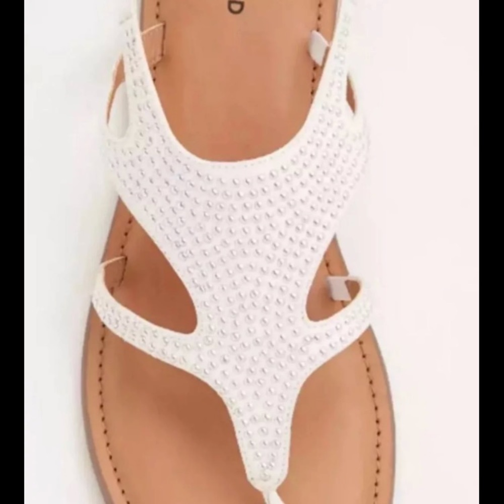 White studded sandals